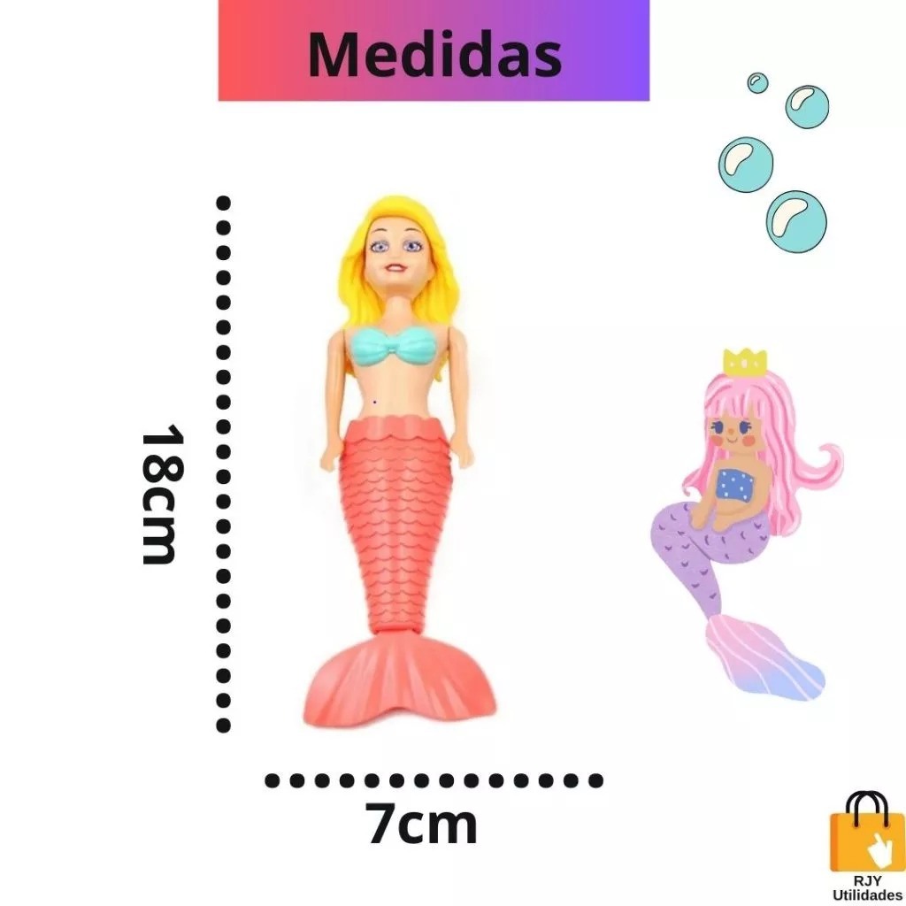 BONECA SEREIA BELINHA C/CAVALO MARINHO ACESSORIOS 7 PCS 